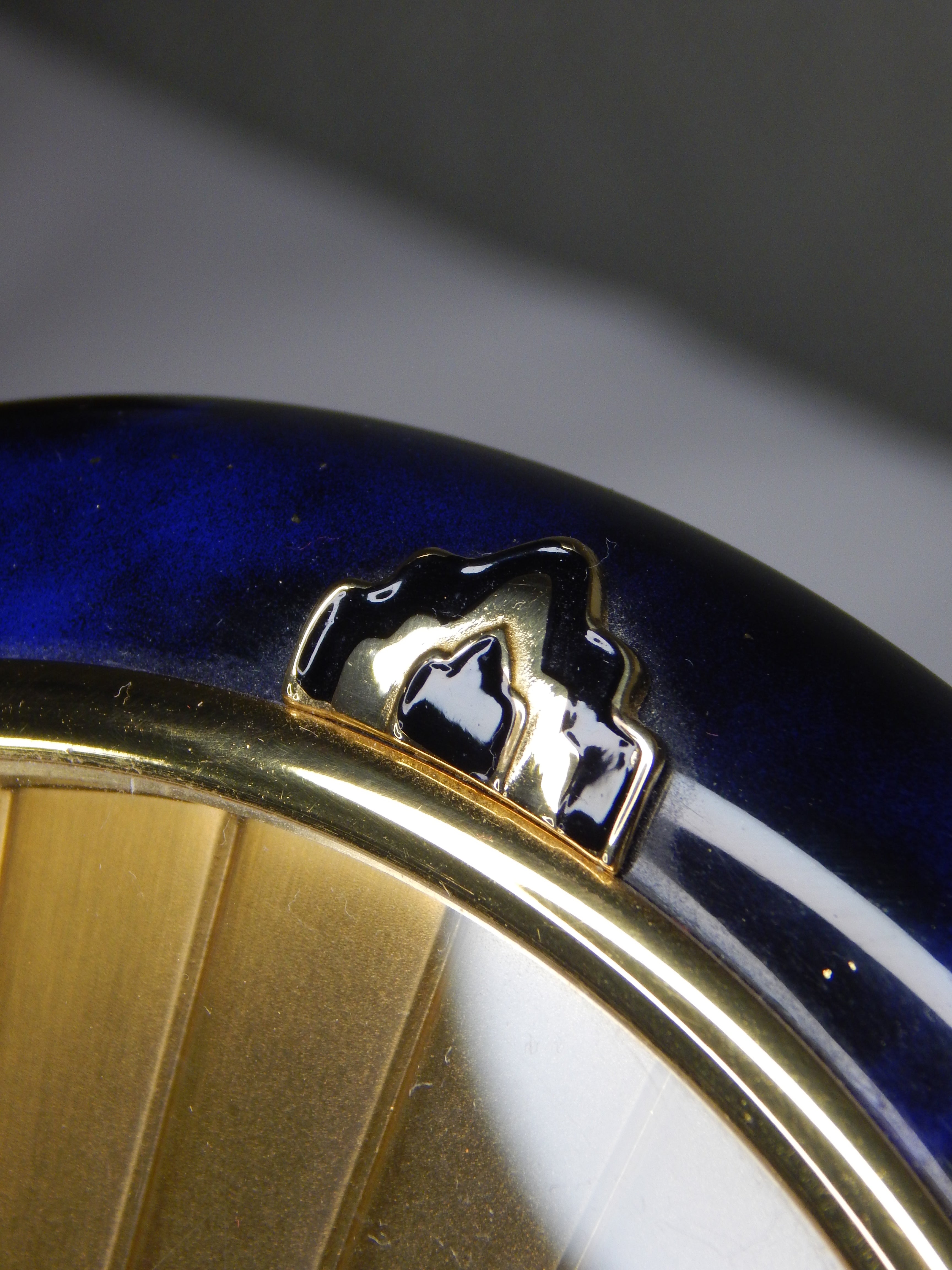 Cartier Lapis Lazuli table clock with a portrait of Omar Bongo