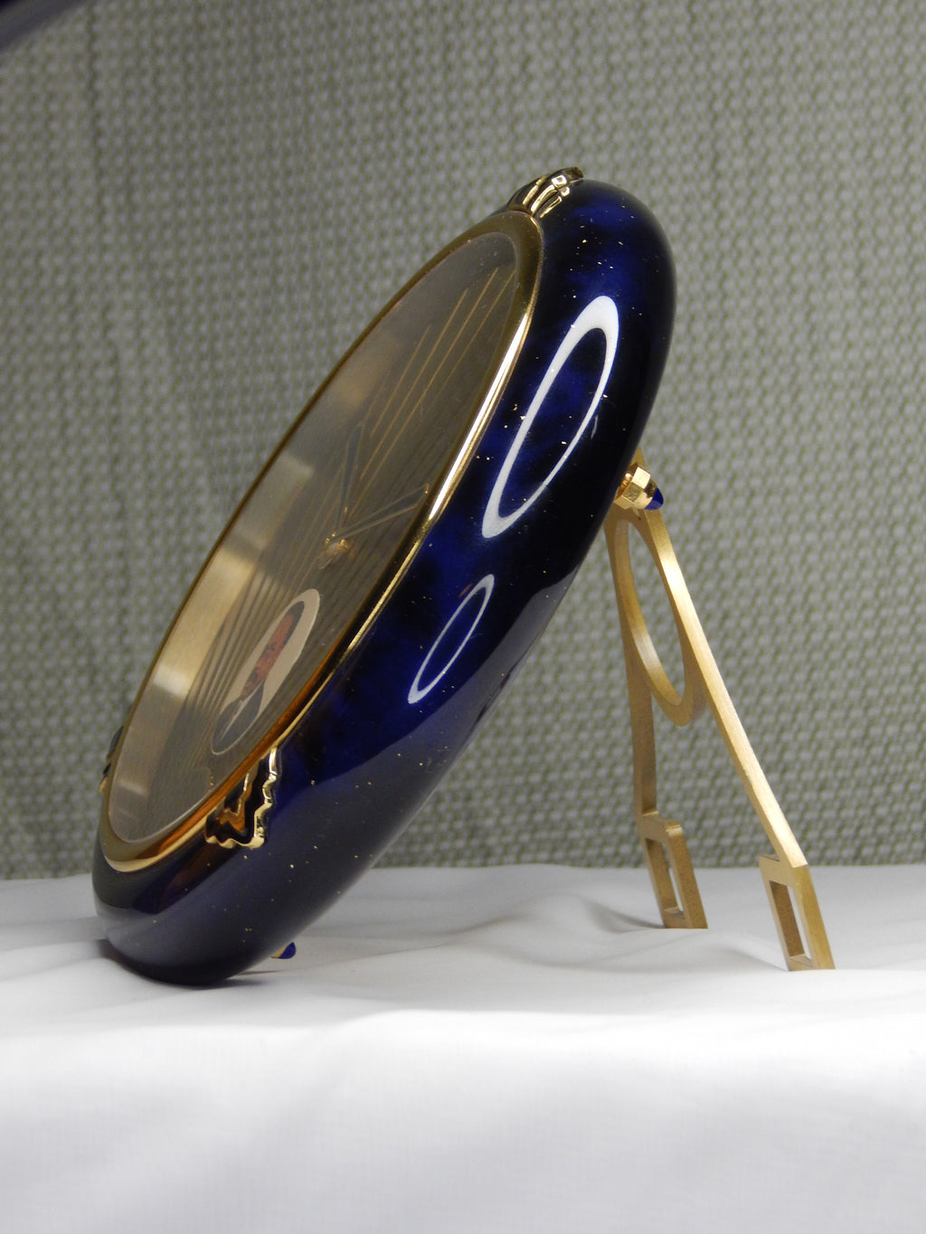 Cartier Lapis Lazuli table clock with a portrait of Omar Bongo