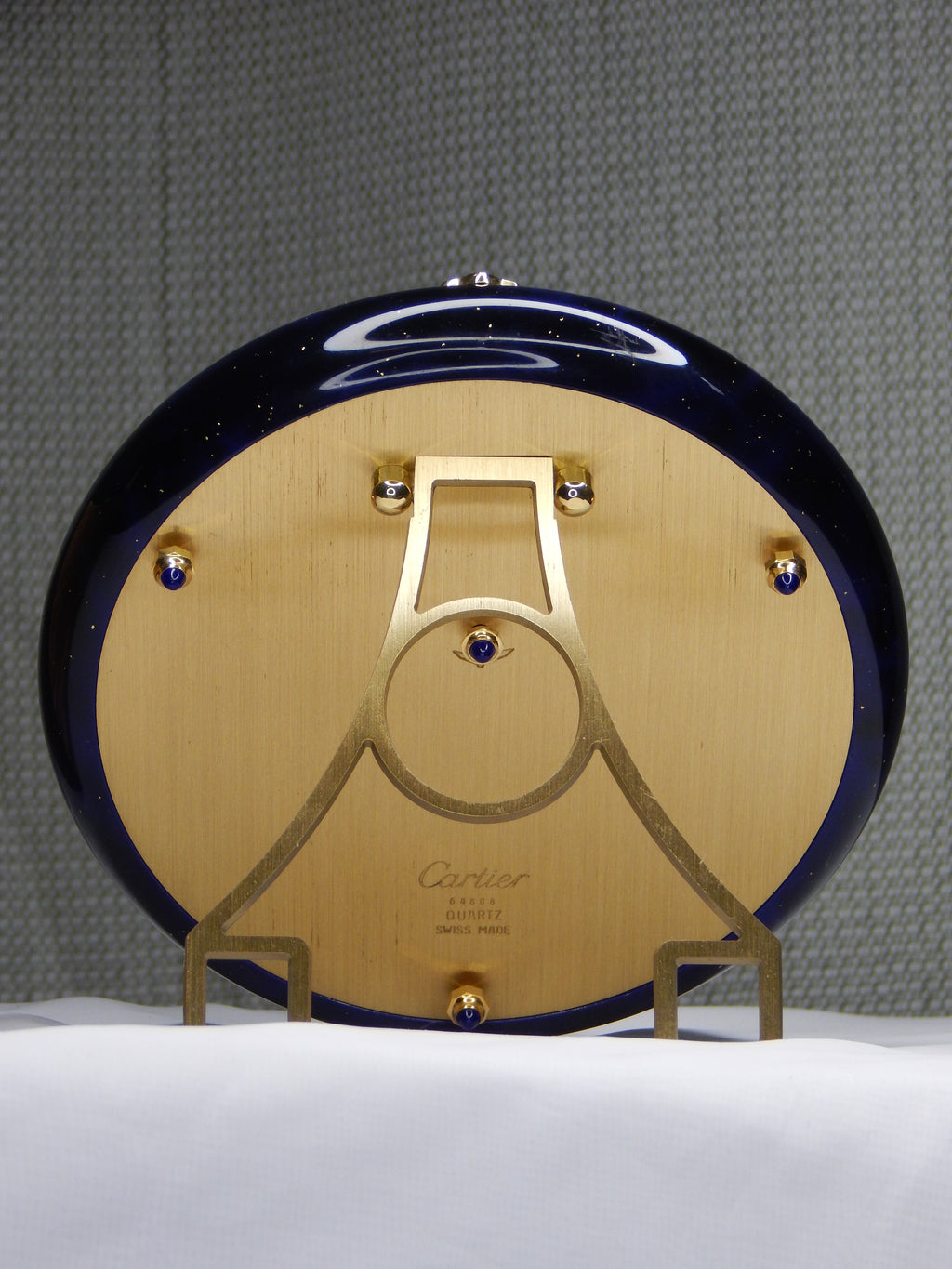 Cartier Lapis Lazuli table clock with a portrait of Omar Bongo