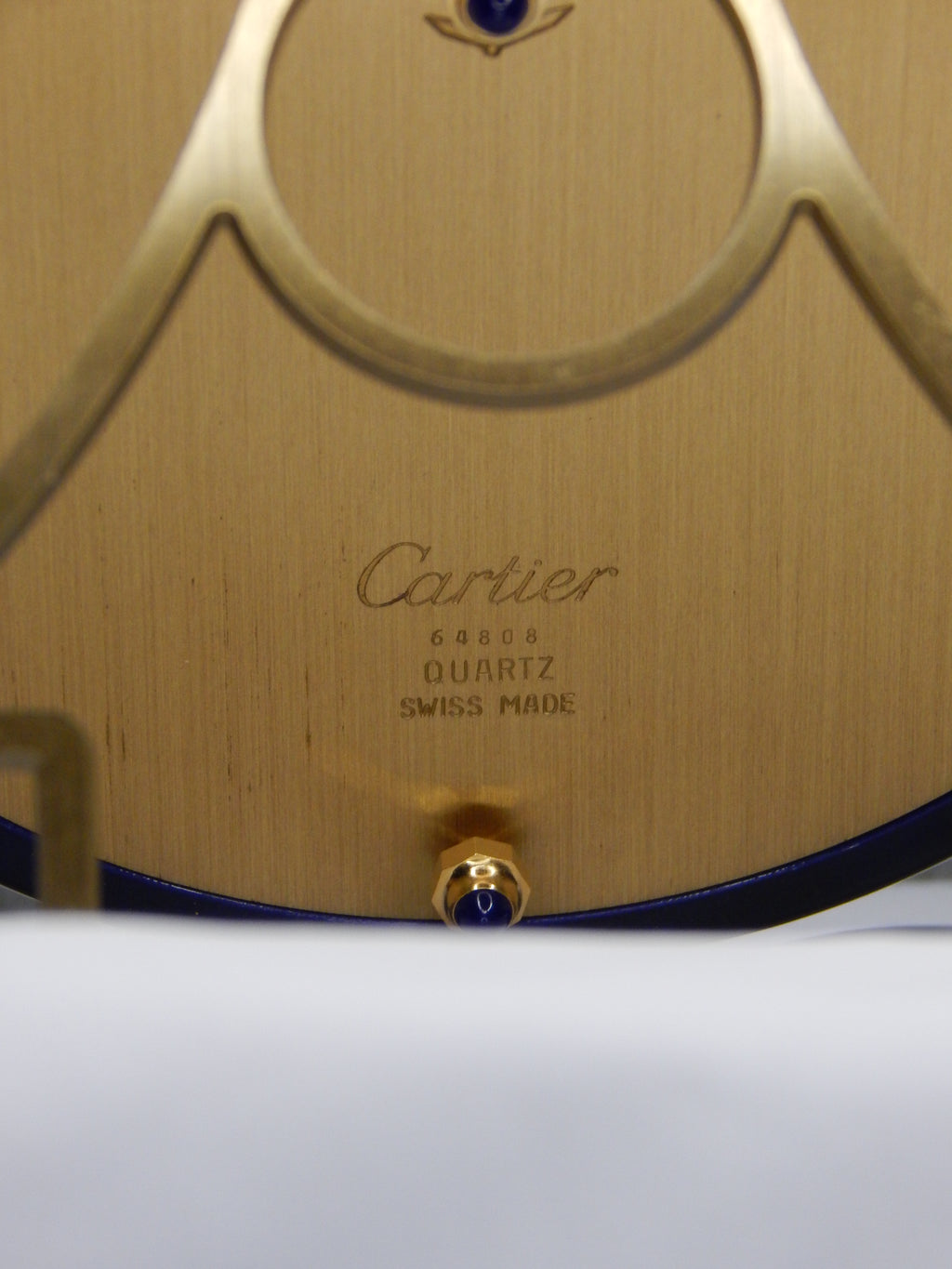 Cartier Lapis Lazuli table clock with a portrait of Omar Bongo