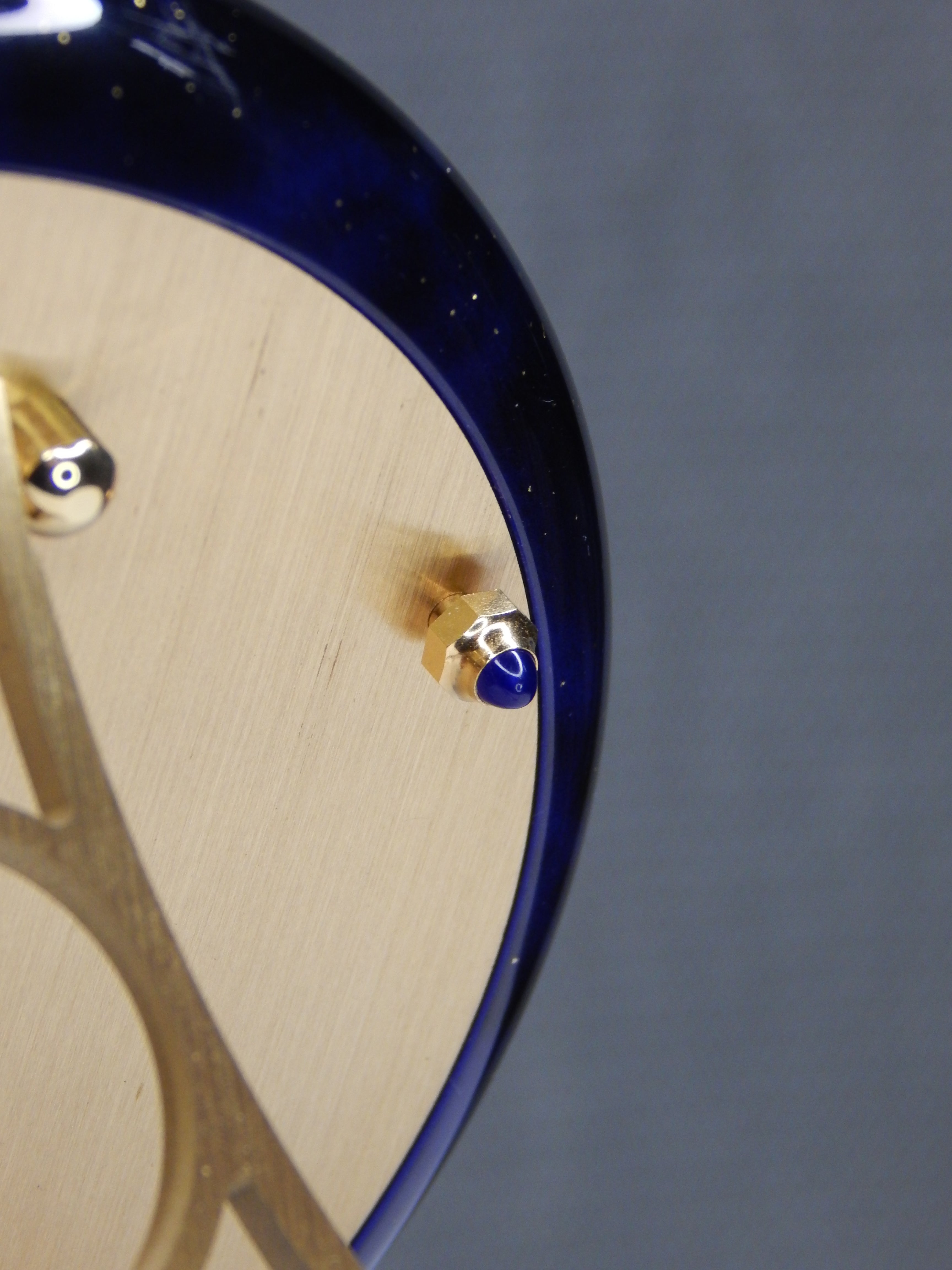 Cartier Lapis Lazuli table clock with a portrait of Omar Bongo