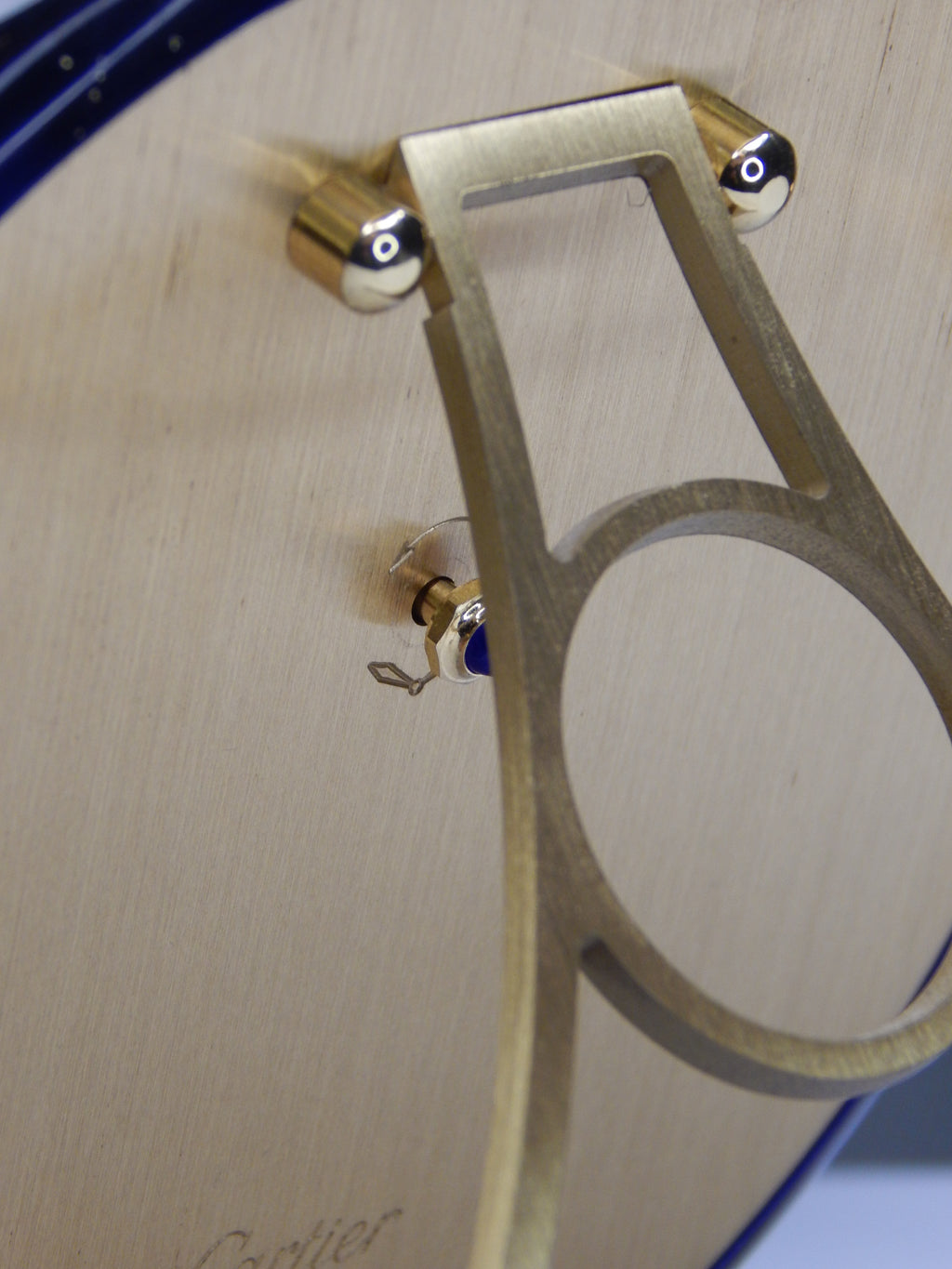 Cartier Lapis Lazuli table clock with a portrait of Omar Bongo