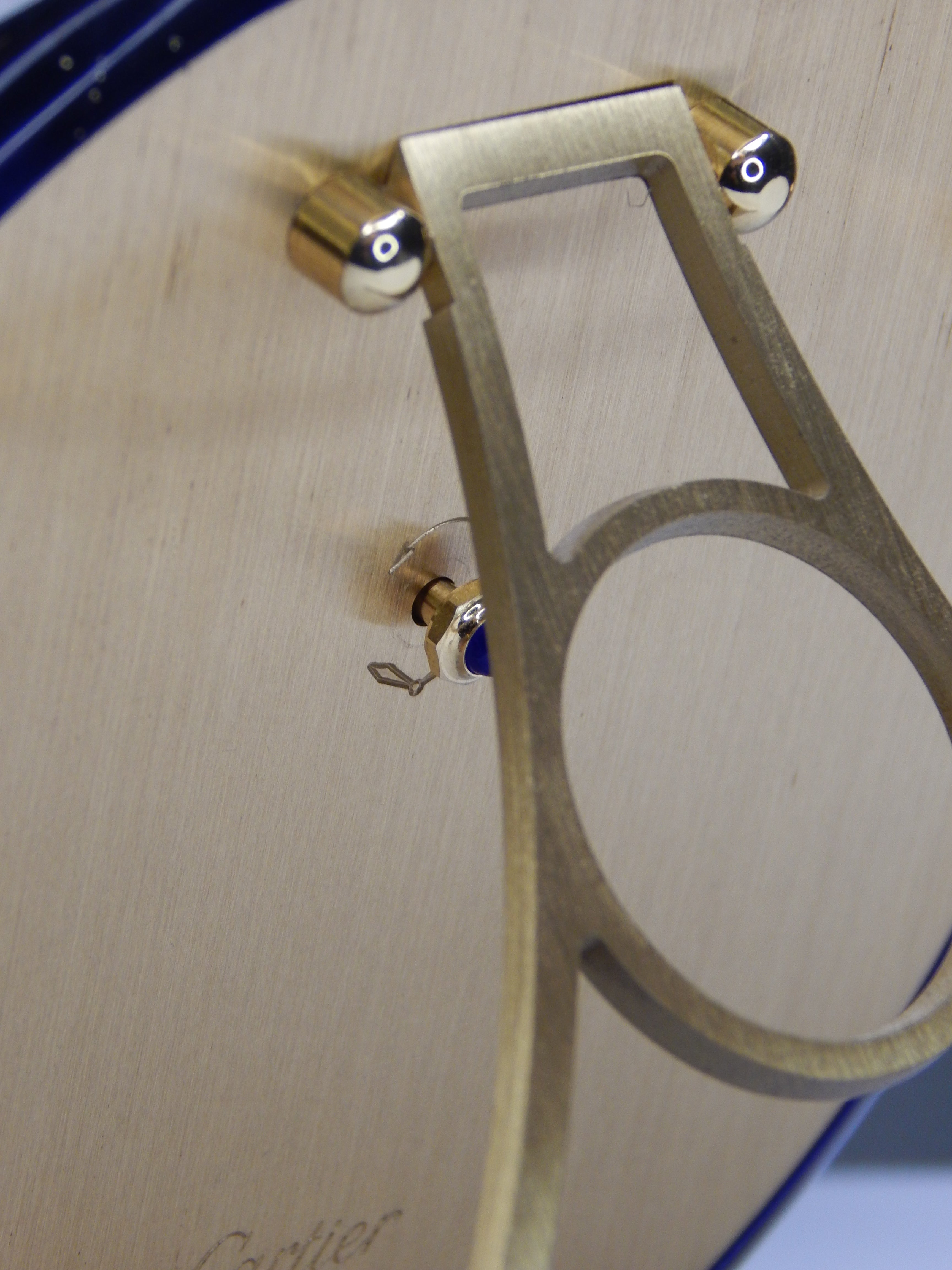 Cartier Lapis Lazuli table clock with a portrait of Omar Bongo